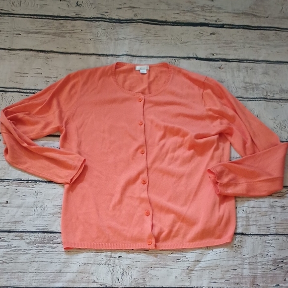 Talora Orange Cotton Viscose Blend Cardigan Sweater L - Picture 1 of 7